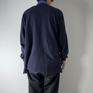 90s LANS'END L/S Denim collar polo Navy XL 古着