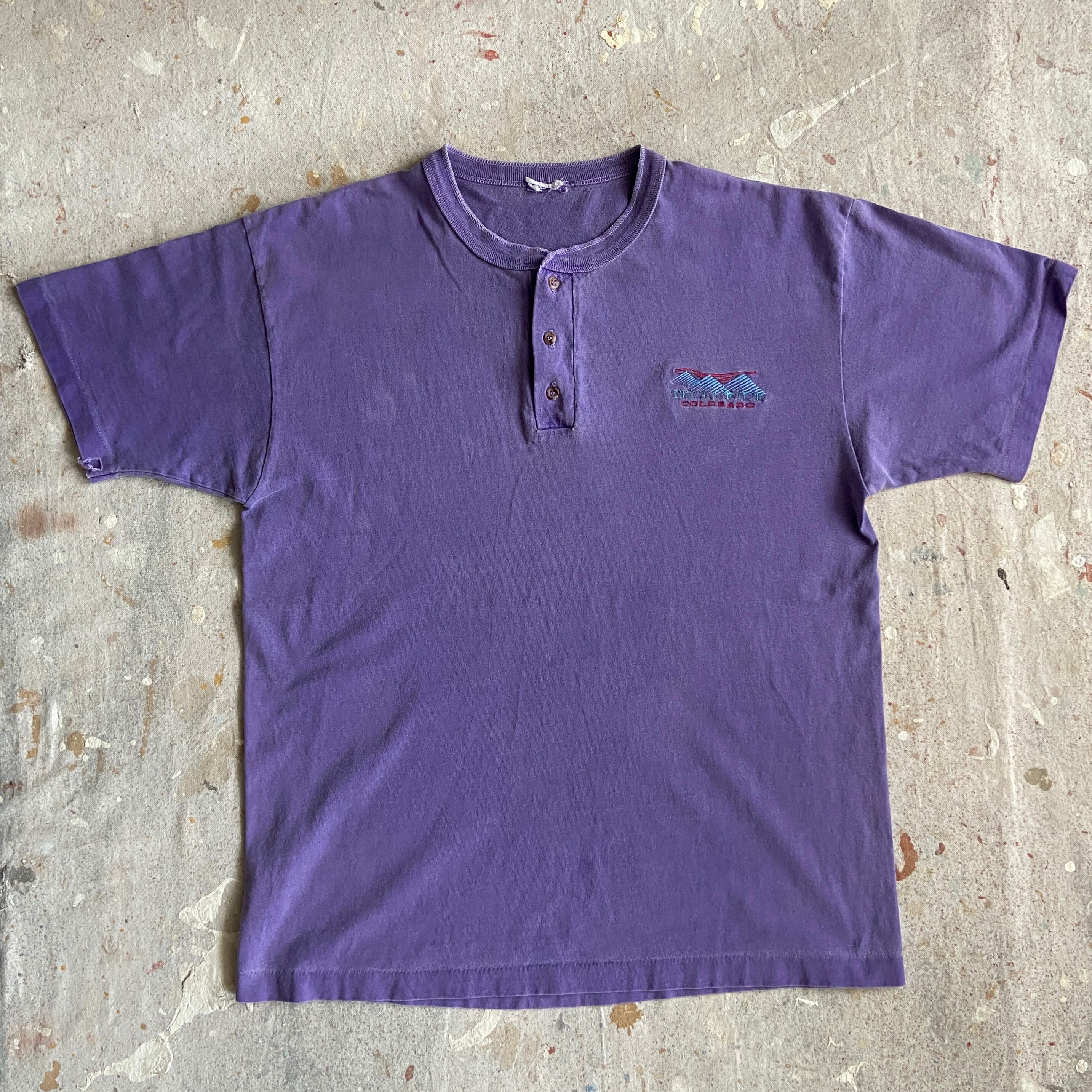 1990s Purple Henley Tee XL位 F780