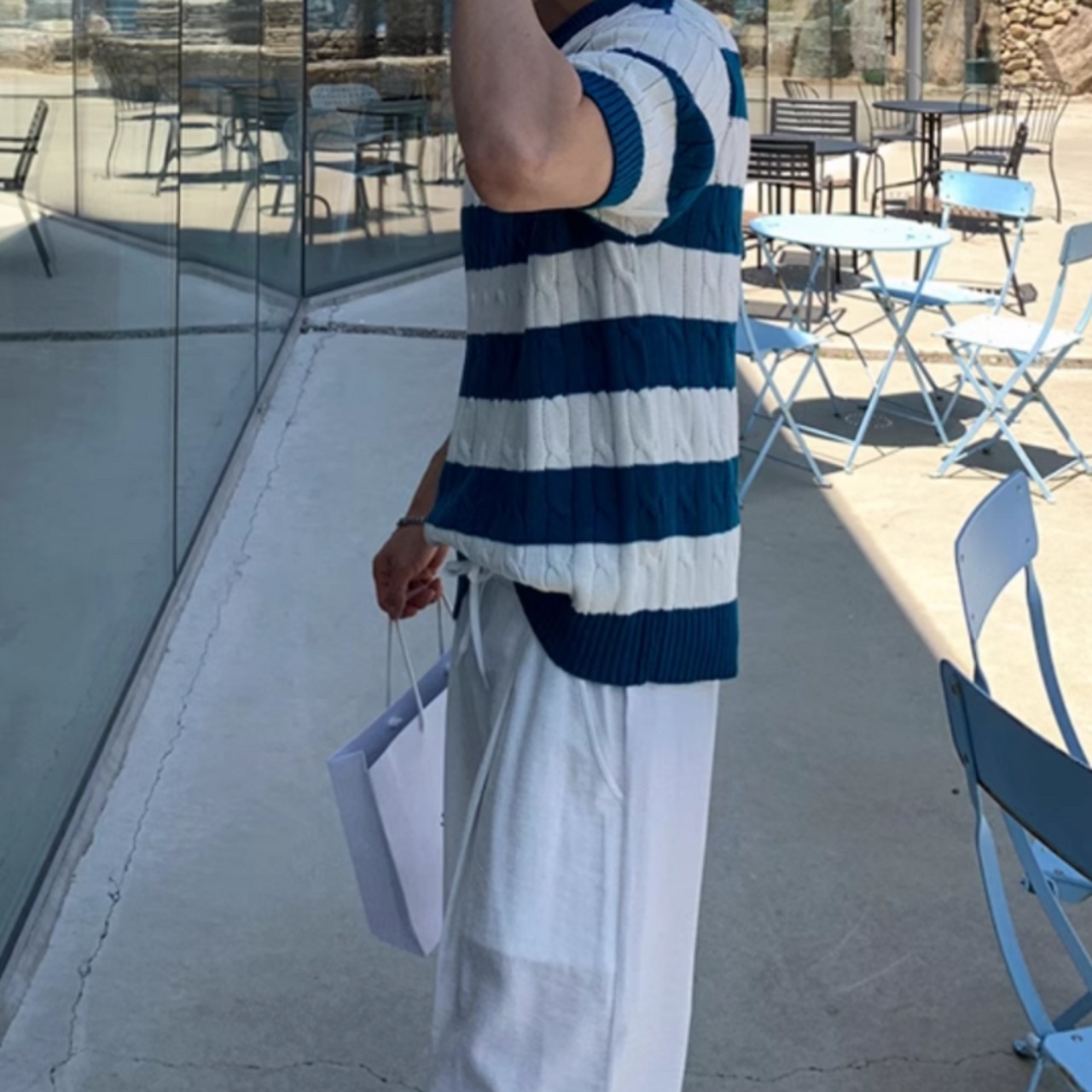 マリンボーダーニットTシャツ　0605