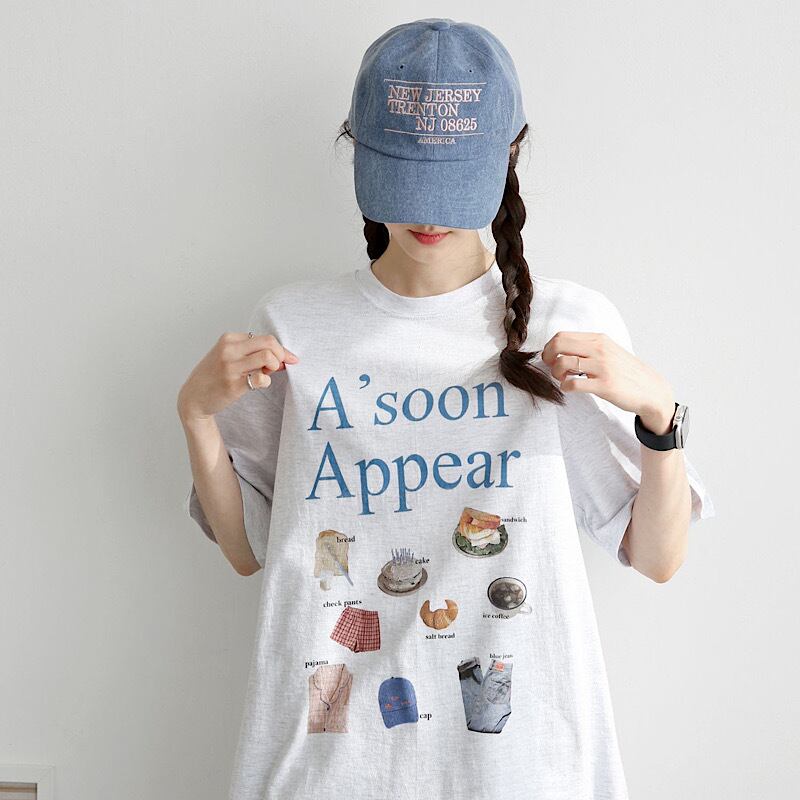 Deco Choice 個性派 カジュアル Tシャツ 半袖 ゆるティー トップス カットソー プリント デザイン メンズライク ゆるかわ ダボかわ Lamitte Deco トレンド 韓国ファッション ショップ Base店