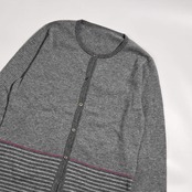 カシミヤ100% G et G キャラバン ボーダー ニット カーディガン 38/グレー系 レディース