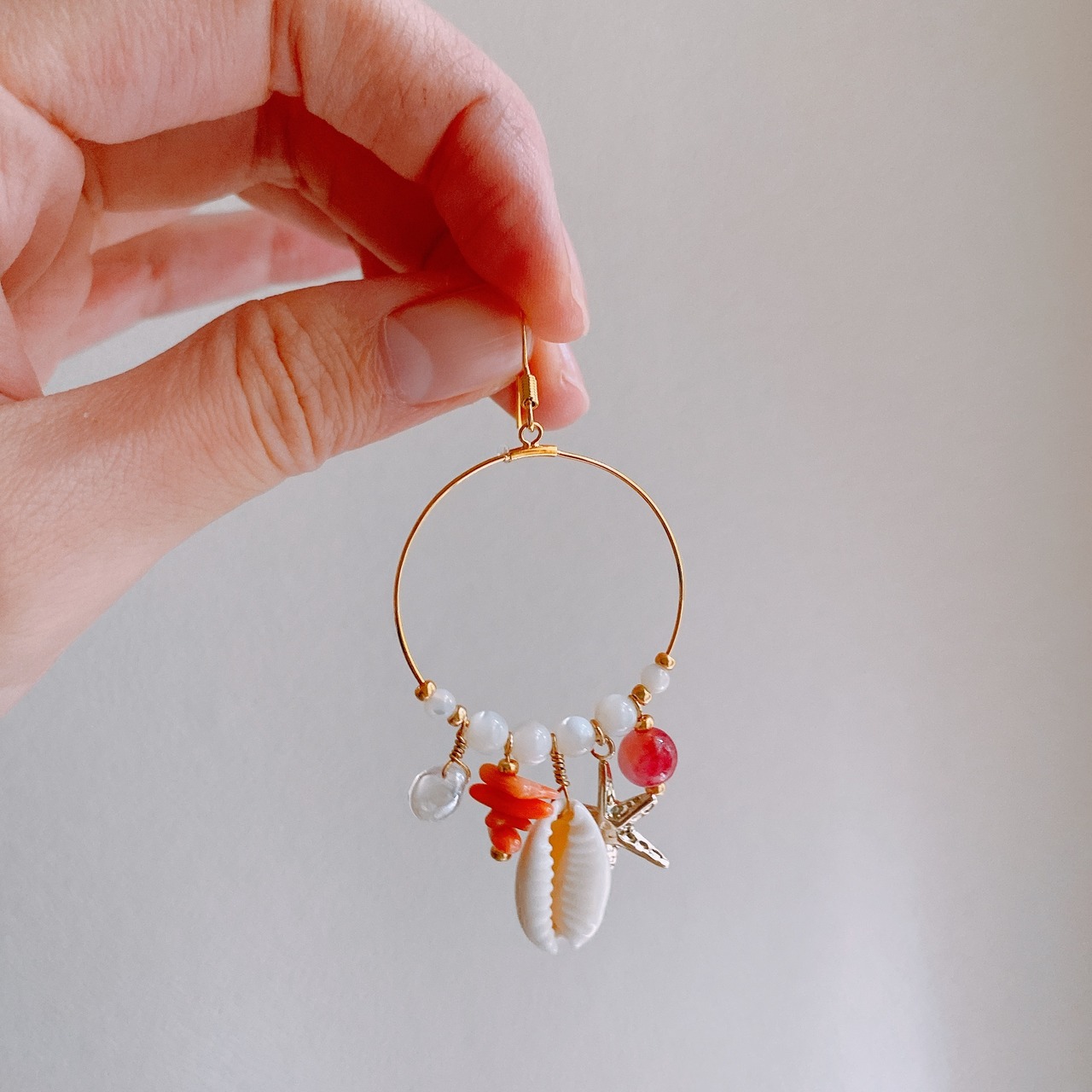 Shell and starfish hoop pierce✳︎シェルとヒトデのフープピアス | Rom 