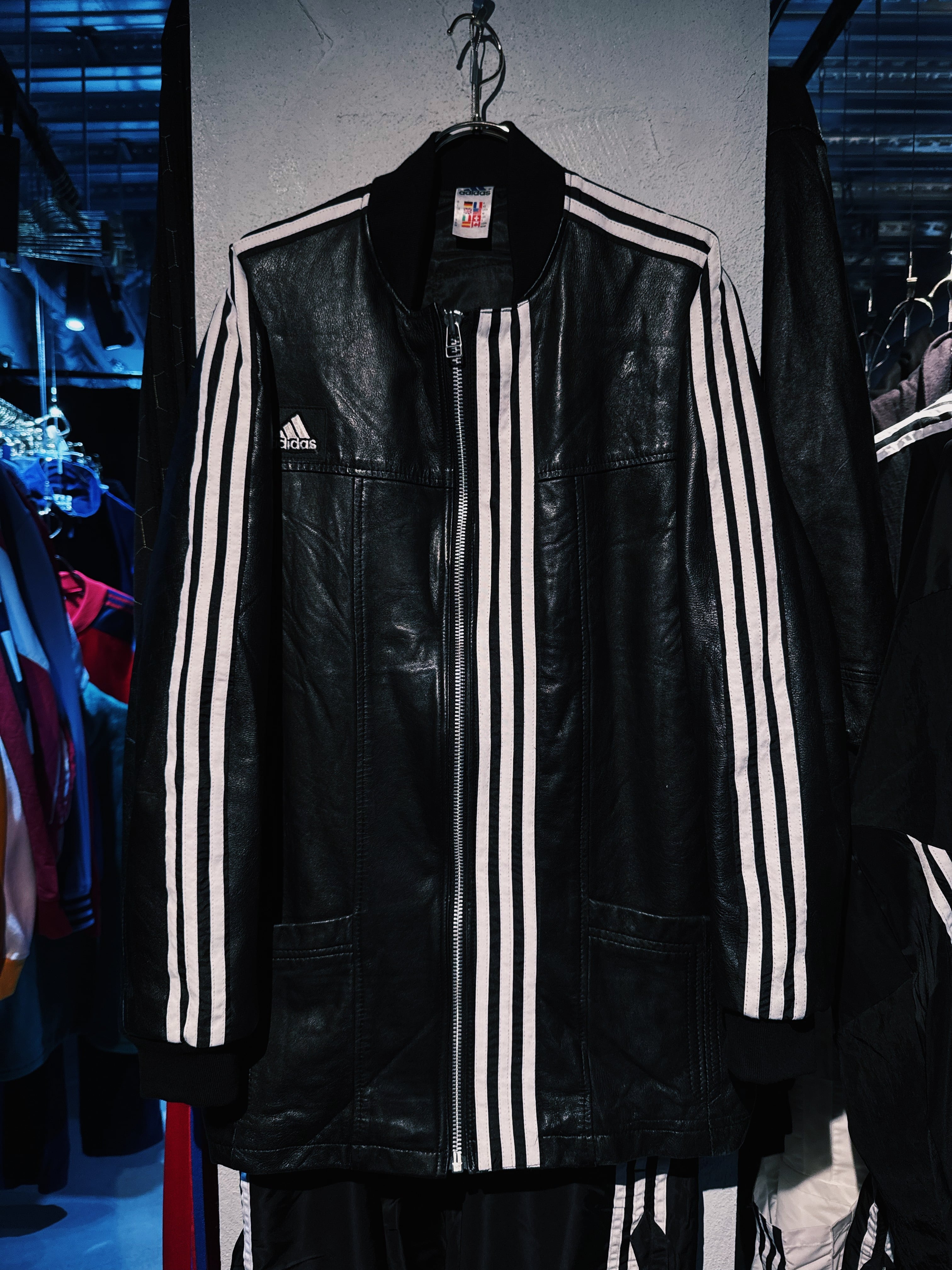 【D4C】special "original re:make" three stripe design vintage leather jacket three stripe edition