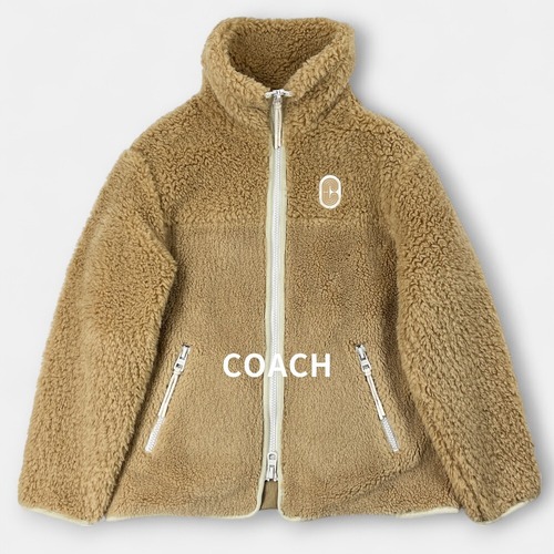 美品 COACH ロゴ ボア フリース ジップアップ ジャケット ベージュ S / J&NREUSE メンズ