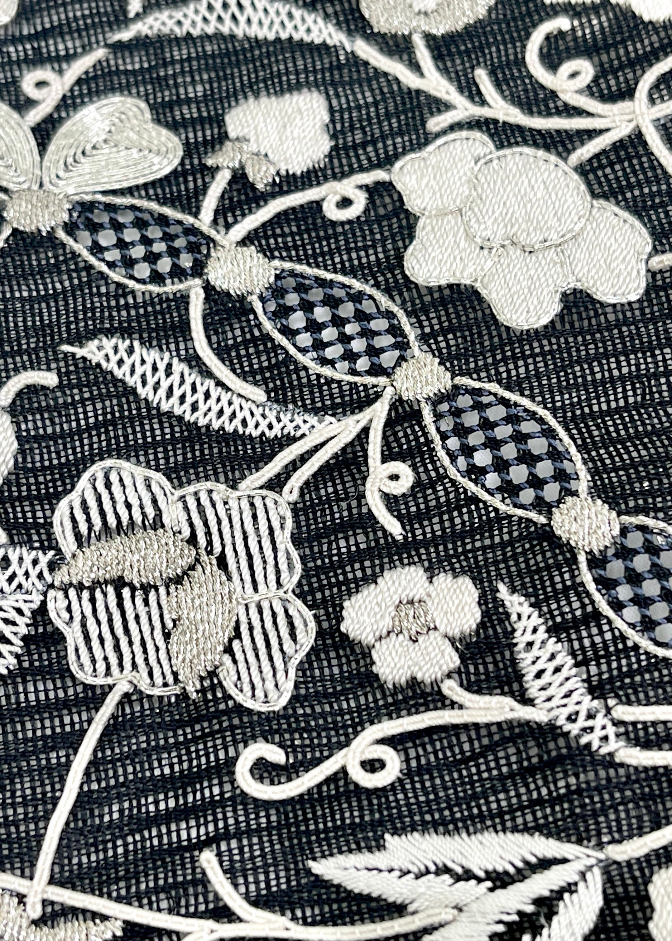 黒地花文様袋帯地 紫峯謹製 LUOGKAB-007