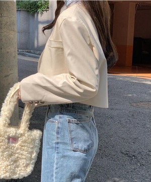 《即納商品》antique leather jacket (ivory / brown)