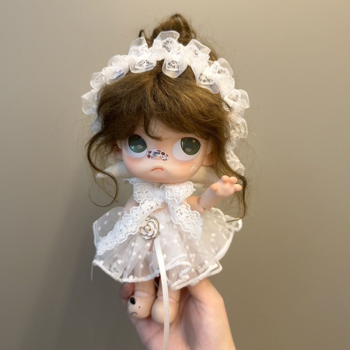 Zsiga/1/8ぬいぐるみ用 椿の装飾チュールワンピース+レースヘアバンド