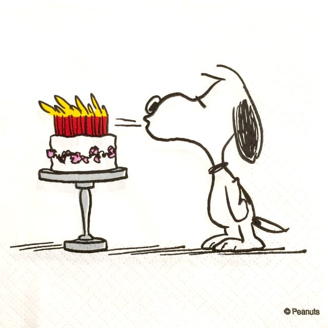 Snoopy バラ売り1枚 ランチサイズ ペーパーナプキン Happy Birthday ホワイト 北欧ペーパーナプキンpaperletter ペーパーレター