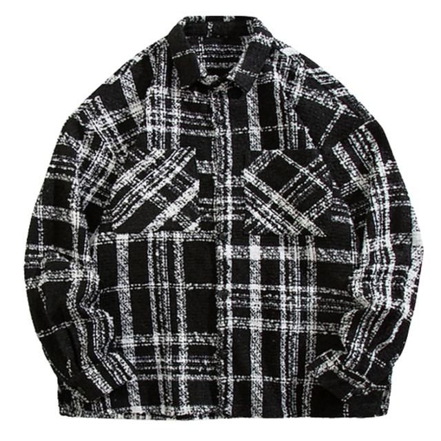 Color-Block Plaid Long-Sleeve Shirt(GV589)