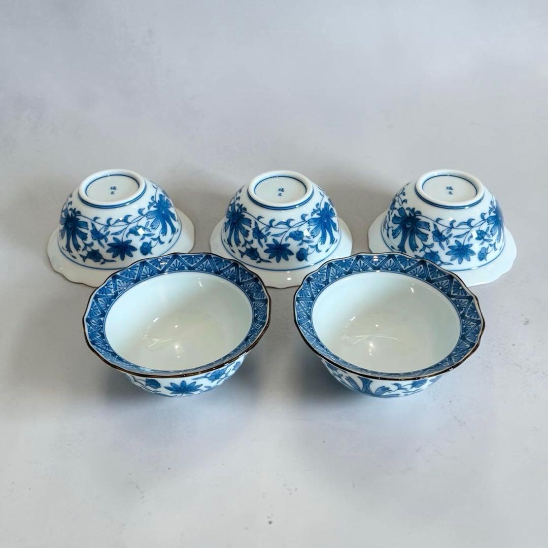たち吉 染付唐草 輪花小鉢揃え 5客 ( USED ) 】 | 和食器 えとふく