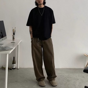 Wide full length straight pants 0394