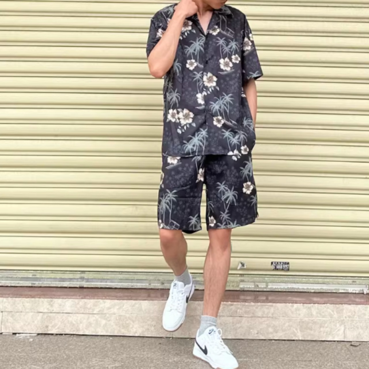 ハワイアン柄プリント半袖シャツ（別売りでセットアップのショーツあり）　0757