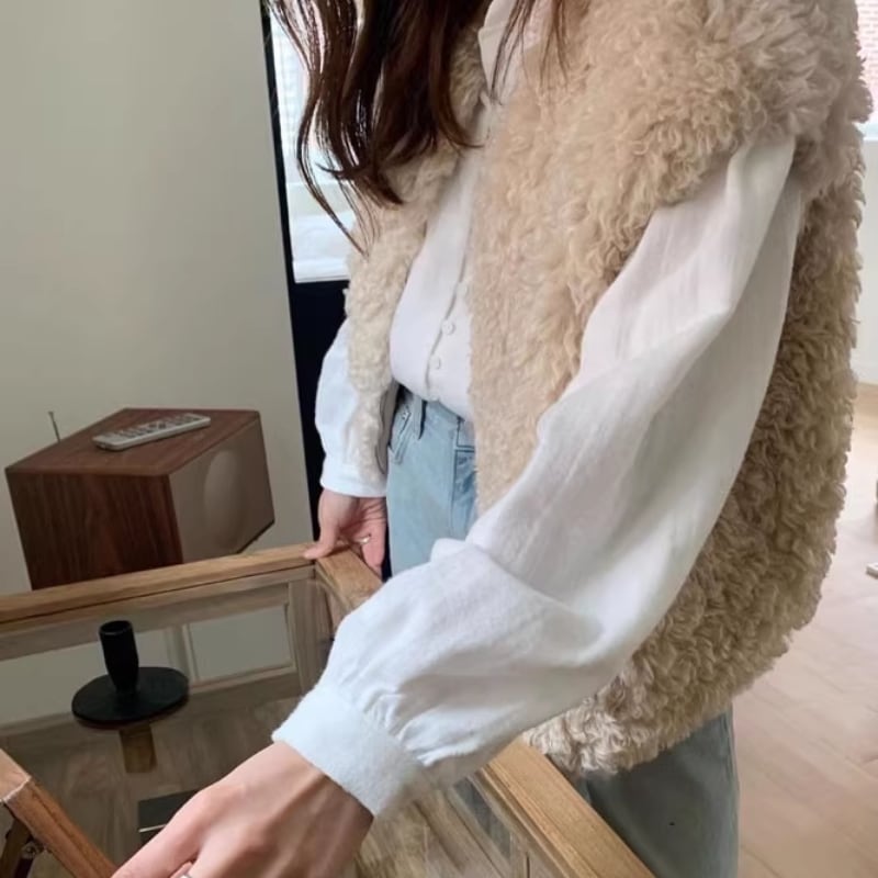 G/FORE ノースリーブファーベスト ベージュ ホワイト フォースメント Forcement ファーベスト （ベージュ） -ファッション