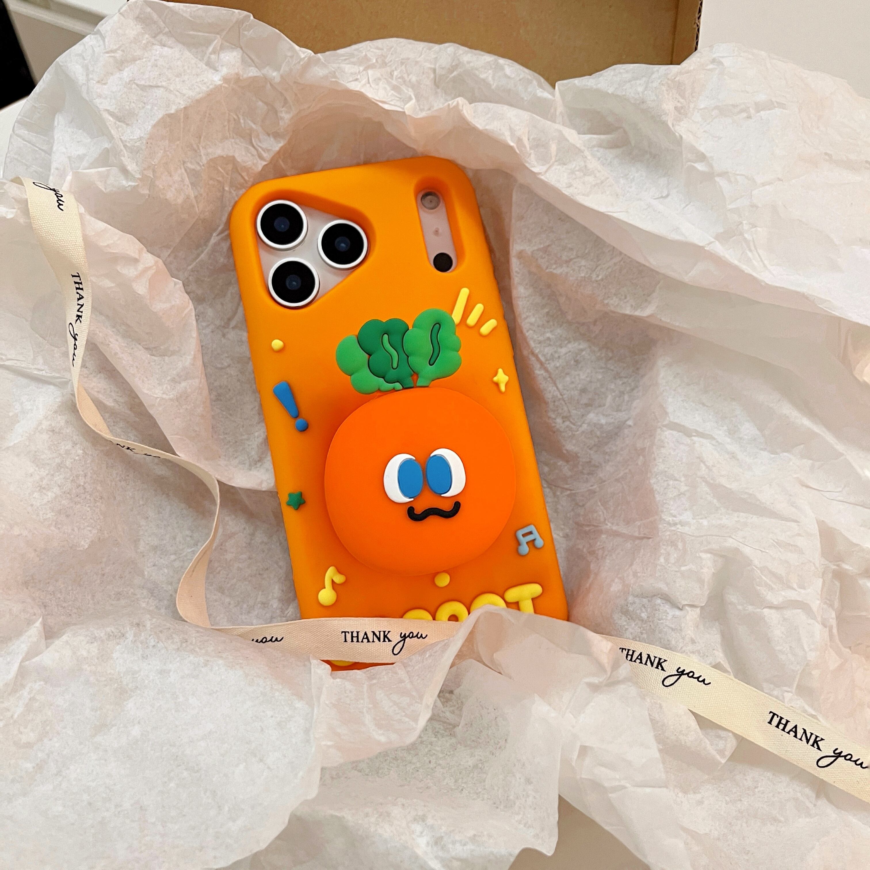 ニンジン iPhone 17 16 15 14 13 ケース 立体 スタンド機能 シリコン