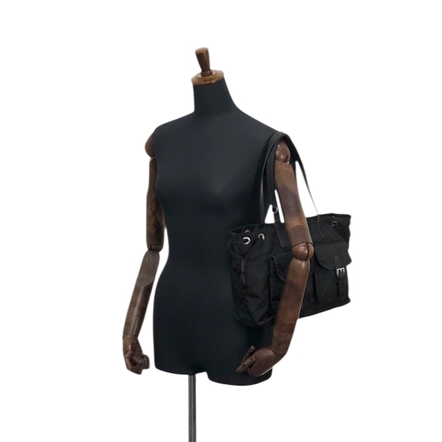 PRADA プラダ トートバッグ ブラック トライアングルロゴ ナイロン ダブルポケット vintage ヴィンテージ オールド pbxxz8