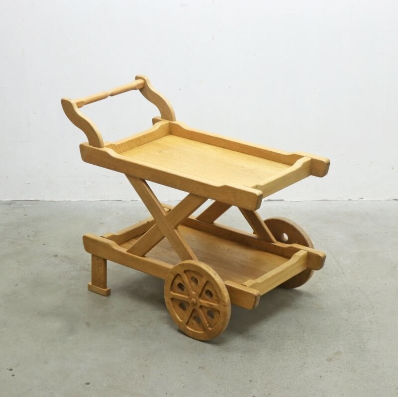 オーク無垢材 トローリー ワゴン キッチン ラック シェルフ カントリー PIK06058