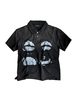【CinderVein】X-Ray Teeth Distressed Polo Shirt