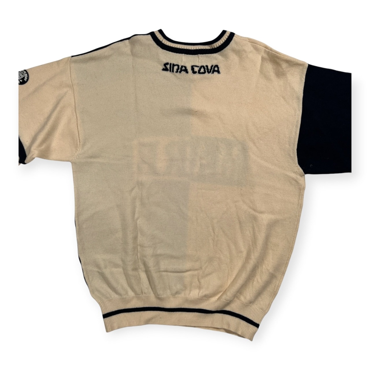 SINA COVA シナコバ MARE柄入り ニット セーター /C-OS586/SAMPLE品/クリーム×ネイビー/メンズ