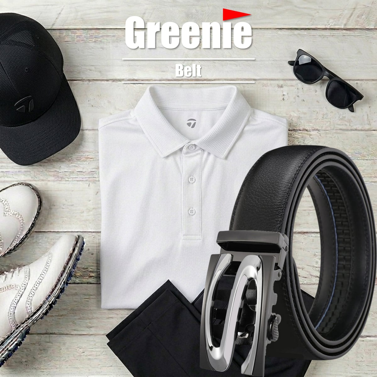 Greenie (グリーニー) ベルト ゴルフ Golf オートロック PUレザー