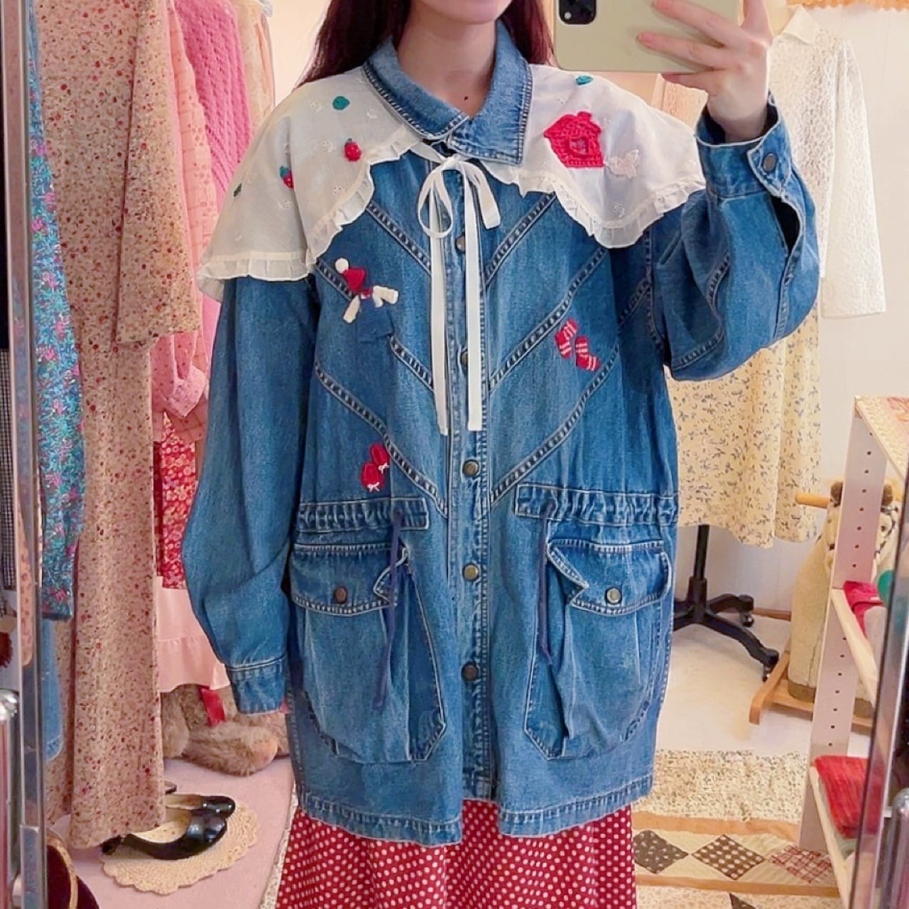 remake ✂︎ walking dwarf frill collar denim jacket
