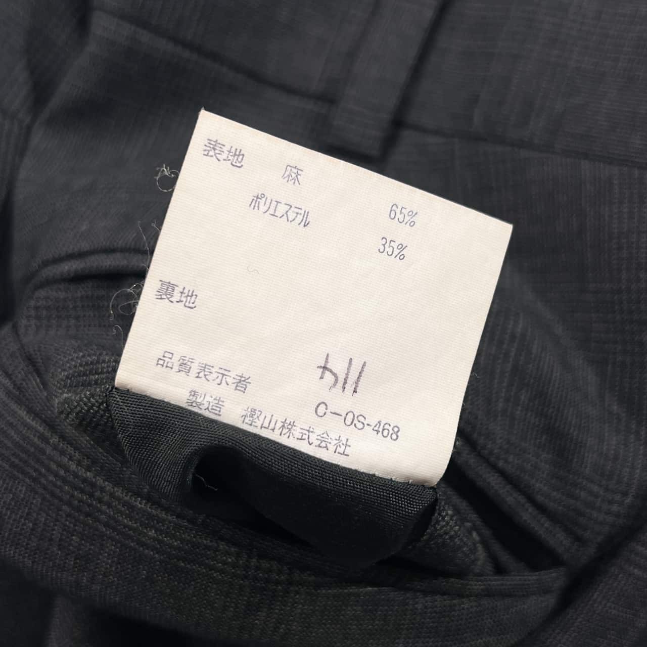 リネン混 J.PRESS ジェイプレス グレンチェック 裾ダブル スラックス パンツ サイズ 72/グレー系 樫山 日本製