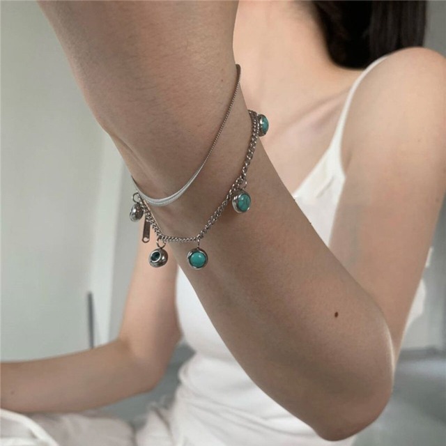 ThreeN韓国レトロターコイズブレスレット