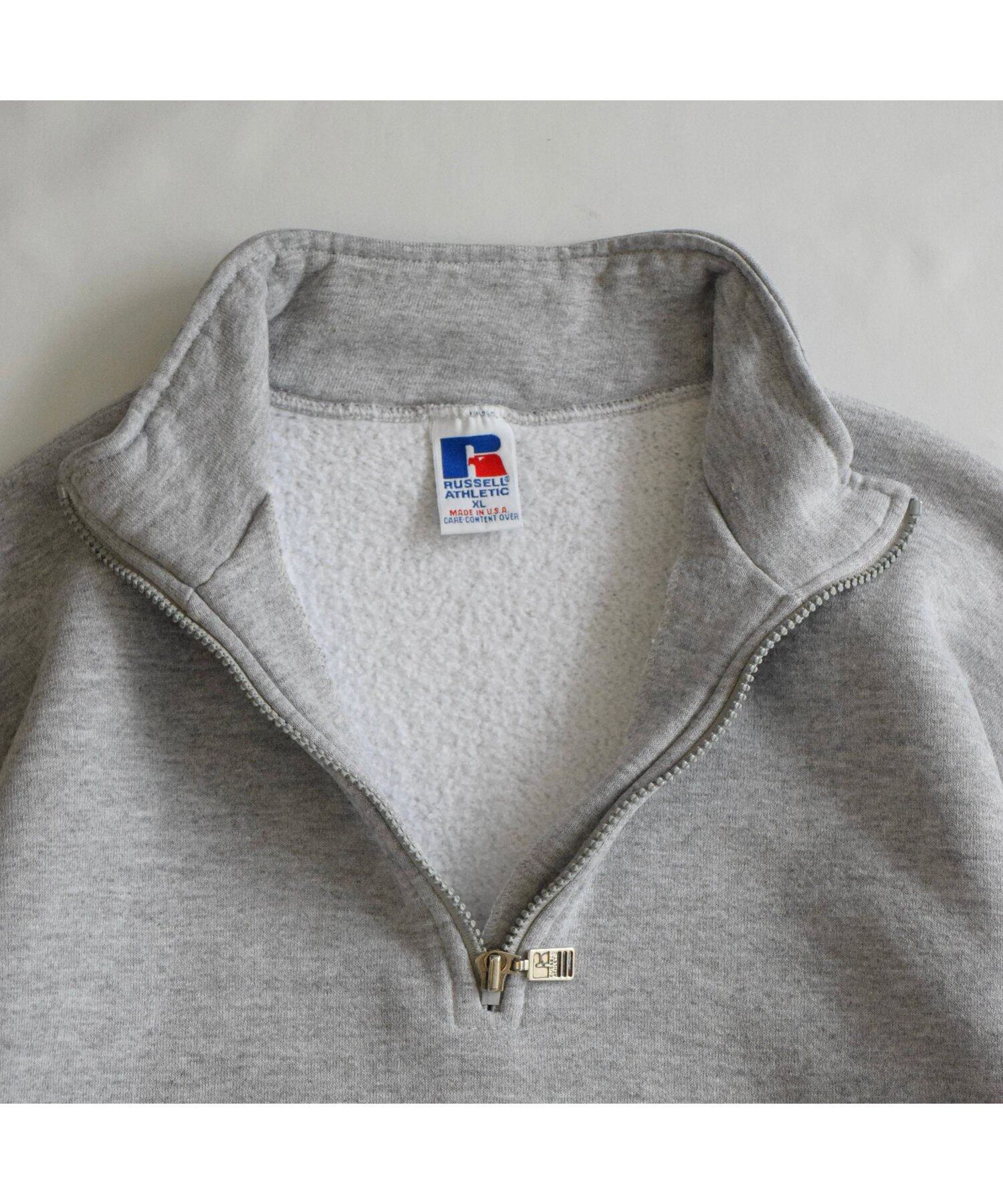 90's USA製 RUSSELL ATHLETIC ハーフジップスウェット メンズXL グレー