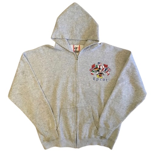 Disney EPCOT / Mickey Mouse Full Zip Hoodie / L-XL / Made in USA / 90s