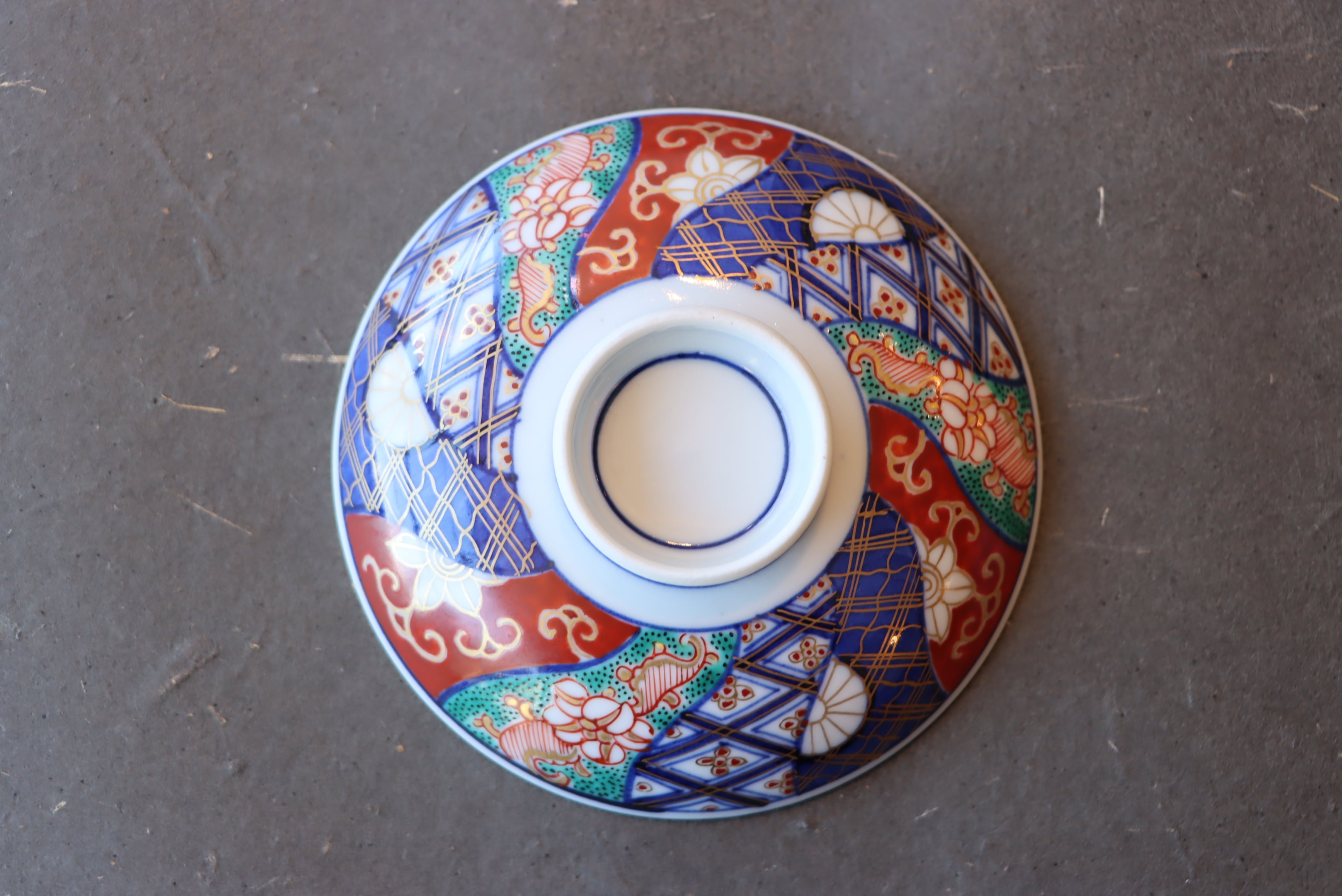 大聖寺伊万里 色絵 捻り壽文 蓋茶碗 通りもの/Daisho-ji Imari covered