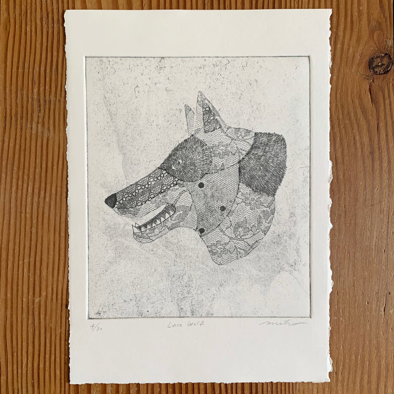 銅版画シート Lace Wolf | ラリーキルト、トライバルラグ、キリム