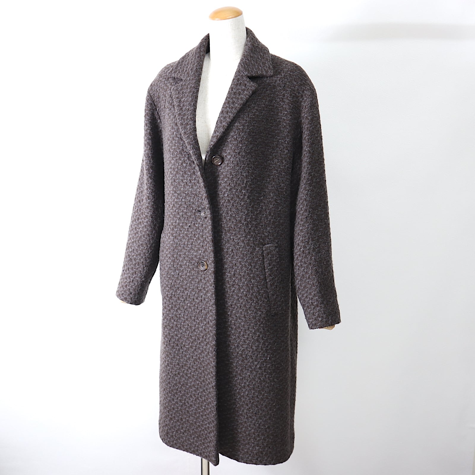 美品 イッセイミヤケ ISSEY MIYAKE カシミア/ウール コート レディース グレー/ブラウン 2 【中古】【3-YD112】