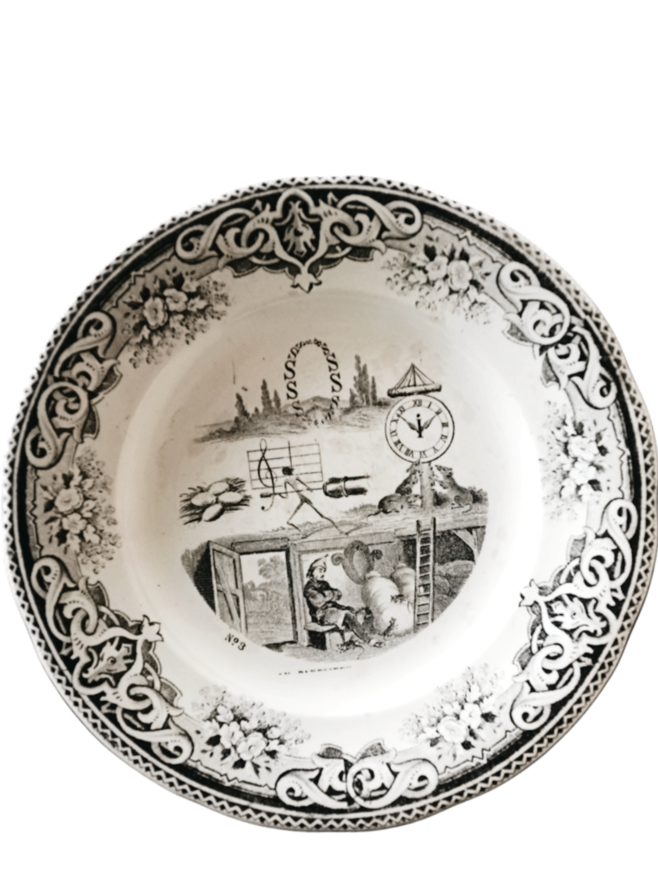 1860s Creil et Montereau Lebeuf Milliet et Cie 不可解ユートピア 謎のプレートa クレイユモントロー Rébus
