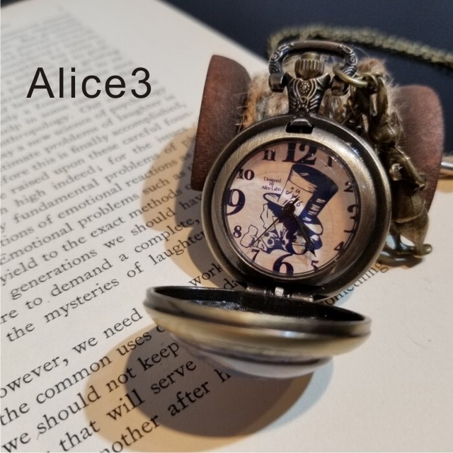 アリス 時計 懐中時計 不思議の国のアリス おしゃれ かわいい プレゼント ネックレス アクセサリー バッグチャーム キーホルダー 異世界の道具屋 Alice Blanche