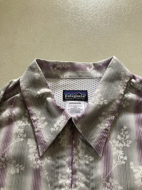 グレー×パープルM：00s patagonia パタゴニア 長袖 フラワー デザイン