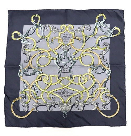 HERMES エルメス プチカレ45 ガヴロッシュ l'instruction du roy 帝王学 シルクスカーフ 22-0750