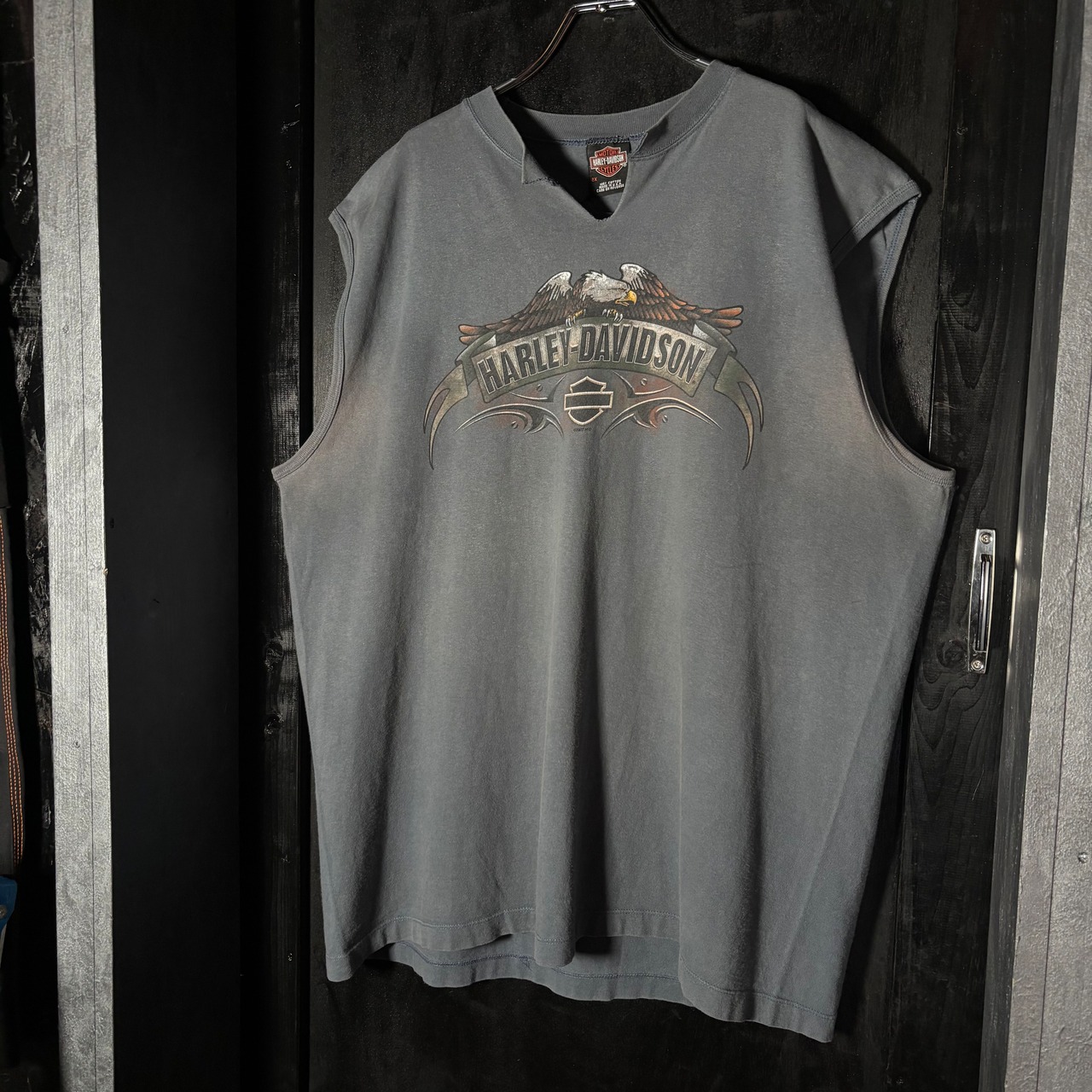 USA製　HARLEY-DAVIDSON tank top ハーレーダビッドソン　タンクトップ　ノースリーブ　アメリカ製　ネイビー　フェード