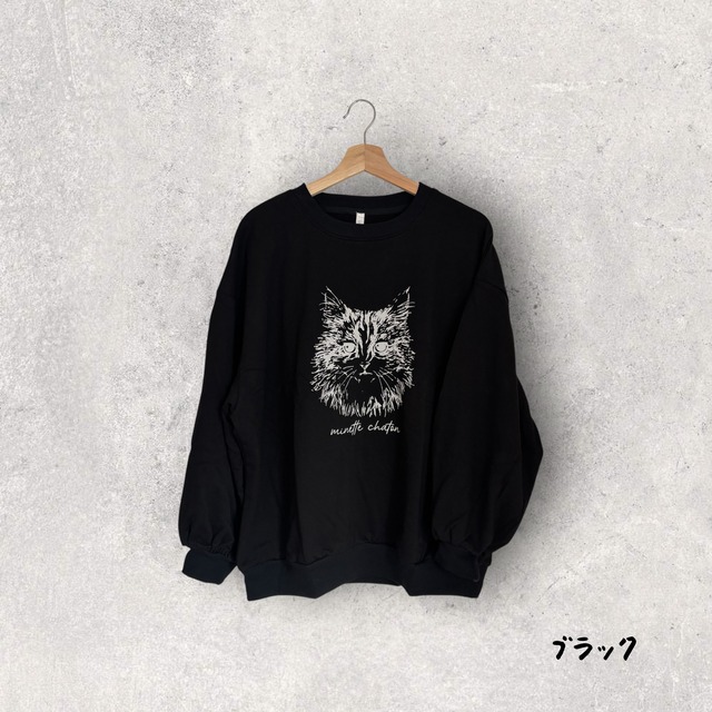【Lupilien】猫プリント スウェット地プルオーバー