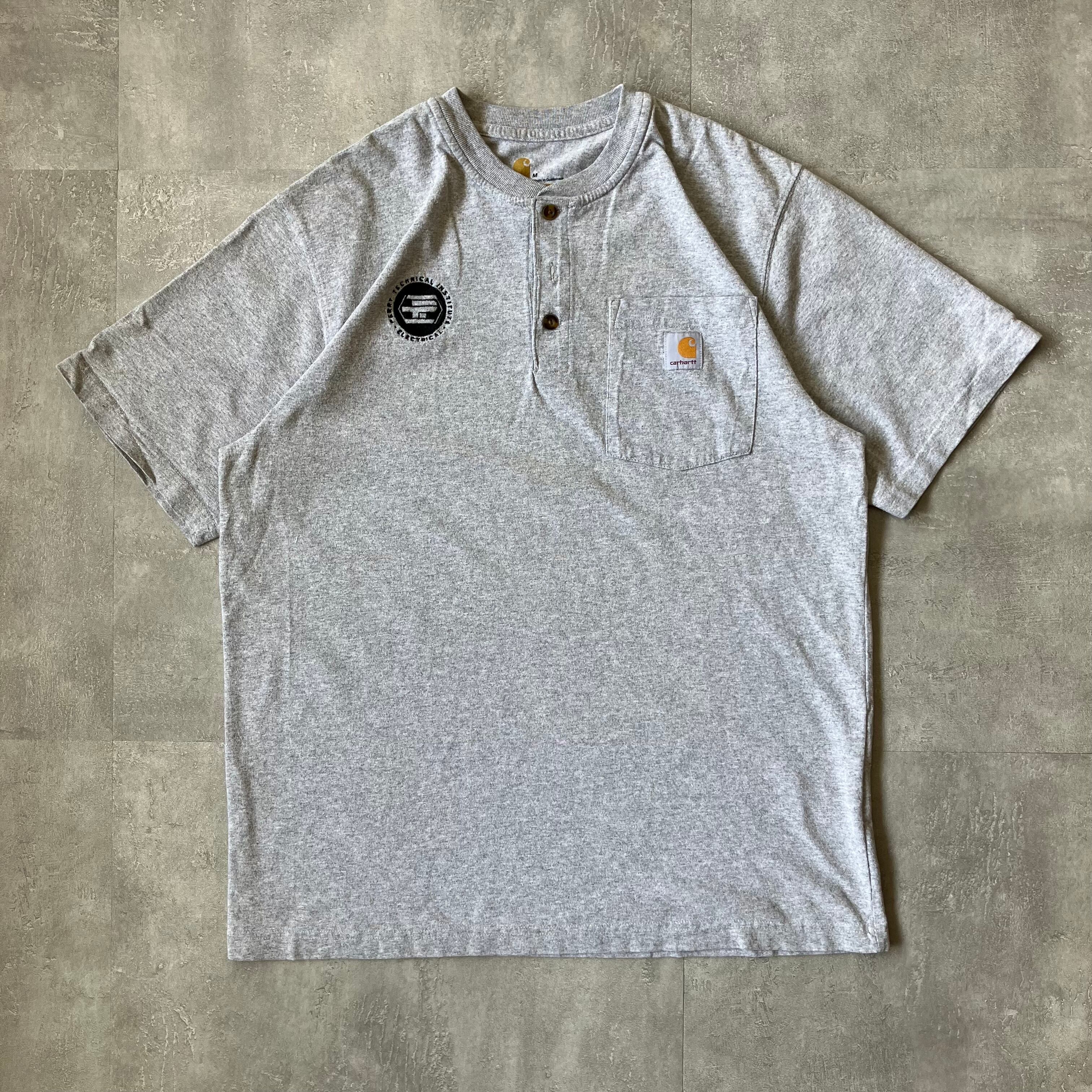 《M size》Carhartt カーハート ヘンリーネックTシャツ グレー No.3209