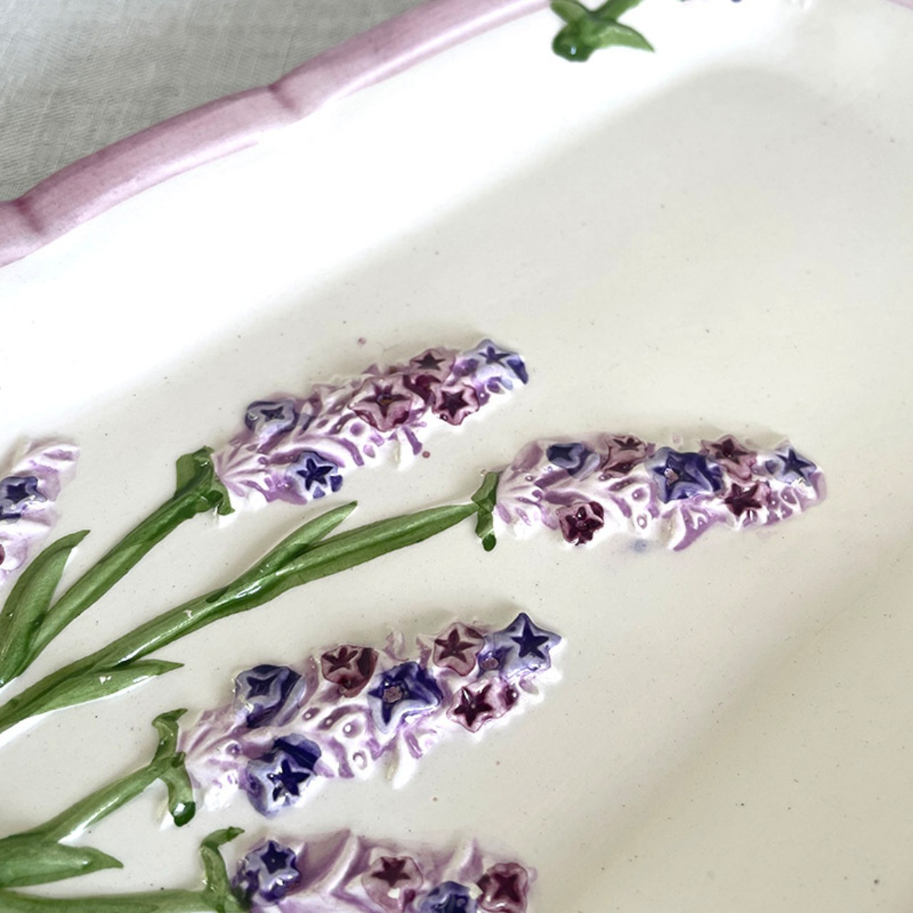 ケーキ長皿　パープル　ラベンダー　レクタングル プレート 12OTde8