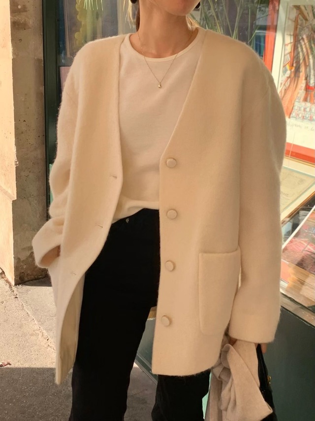 (OUNCE)  van alpaca half  coat / 2color