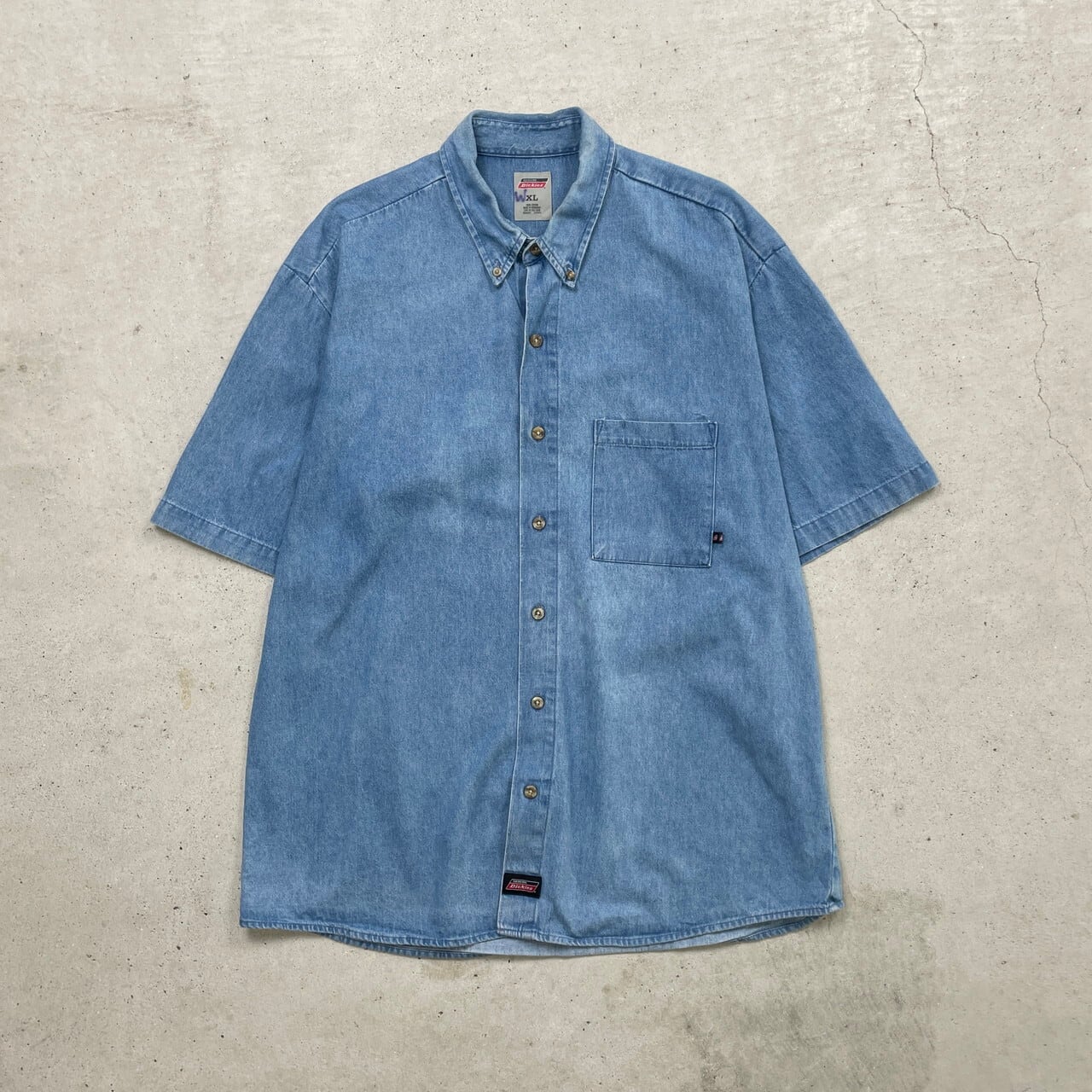 Dickies ディッキーズ 半袖デニムシャツ ワークシャツ メンズXL 古着