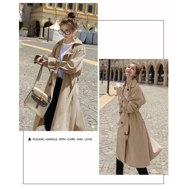全2色 大きいサイズスプリングコート トレンチコート ジャケット 春 コート チェスター レディース きれいめ カジュアル アウター 大人 可愛い ベルト シンプル フェミニン 韓国 おしゃれ キャンディスリーブ カーキ ブルー 青 春 秋 冬 代 30代 40代 50代 Like Fashion