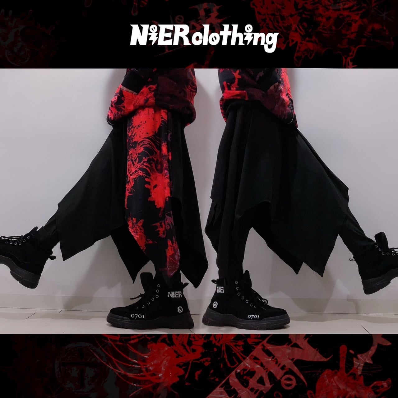 変則フラップスカート付きパンツ【彼岸花赤】 | NIER CLOTHING