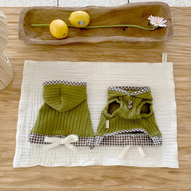 【予約】［near by us ］cable knit crop top (brownie matcha)