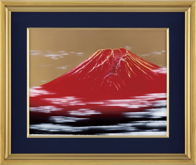 麗峰　中（赤富士額）　北秀玉作