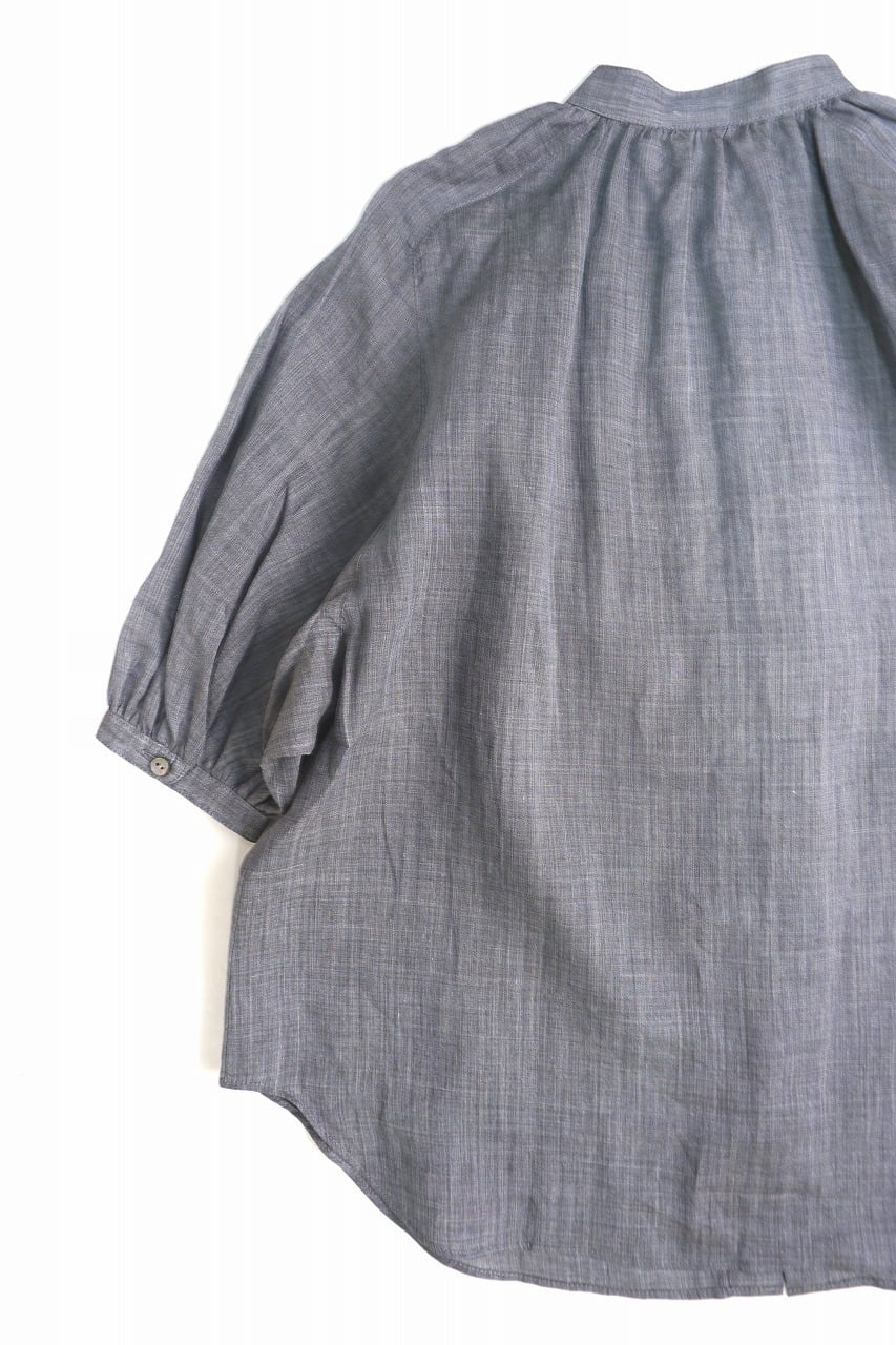 Ramie Chambray Gathered Blouse
