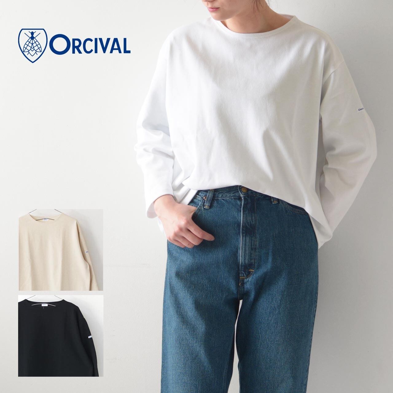 ORCIVAL [オーチバル・オーシバル] W SOLID WIDE BOAT NECK L/S P.O. 