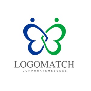 真心つなぐハートの蝶のロゴ