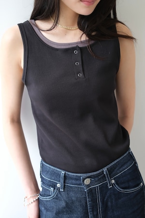 Layered look rib tank top レイヤードルックリブタンクトップ Black
