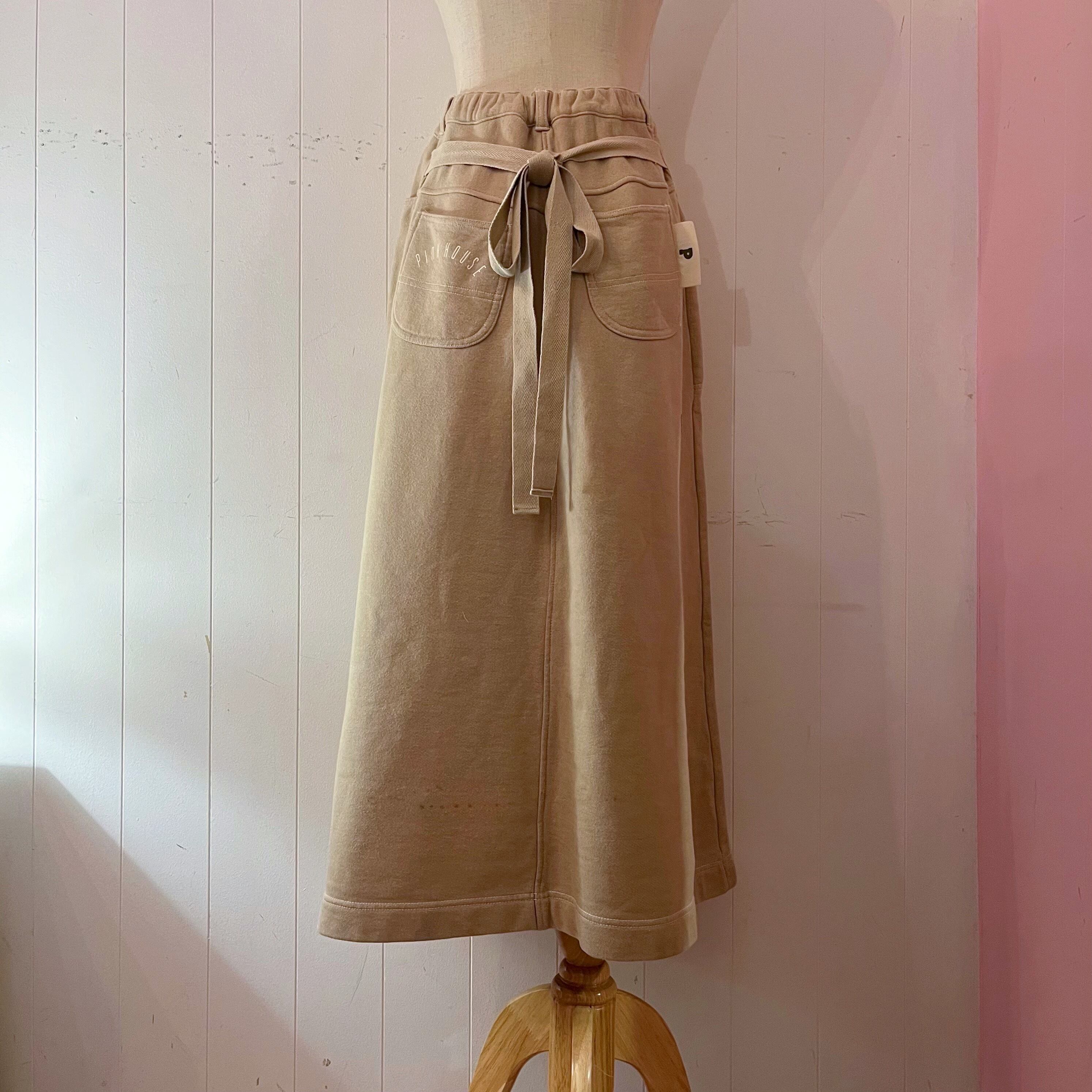 PINKHOUSE / beige sweat ribbon skirt